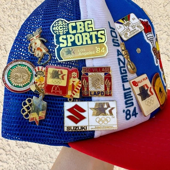 Vtg 1984 LA Olympics Hat W/vtg Olympics Pin’s USA certified